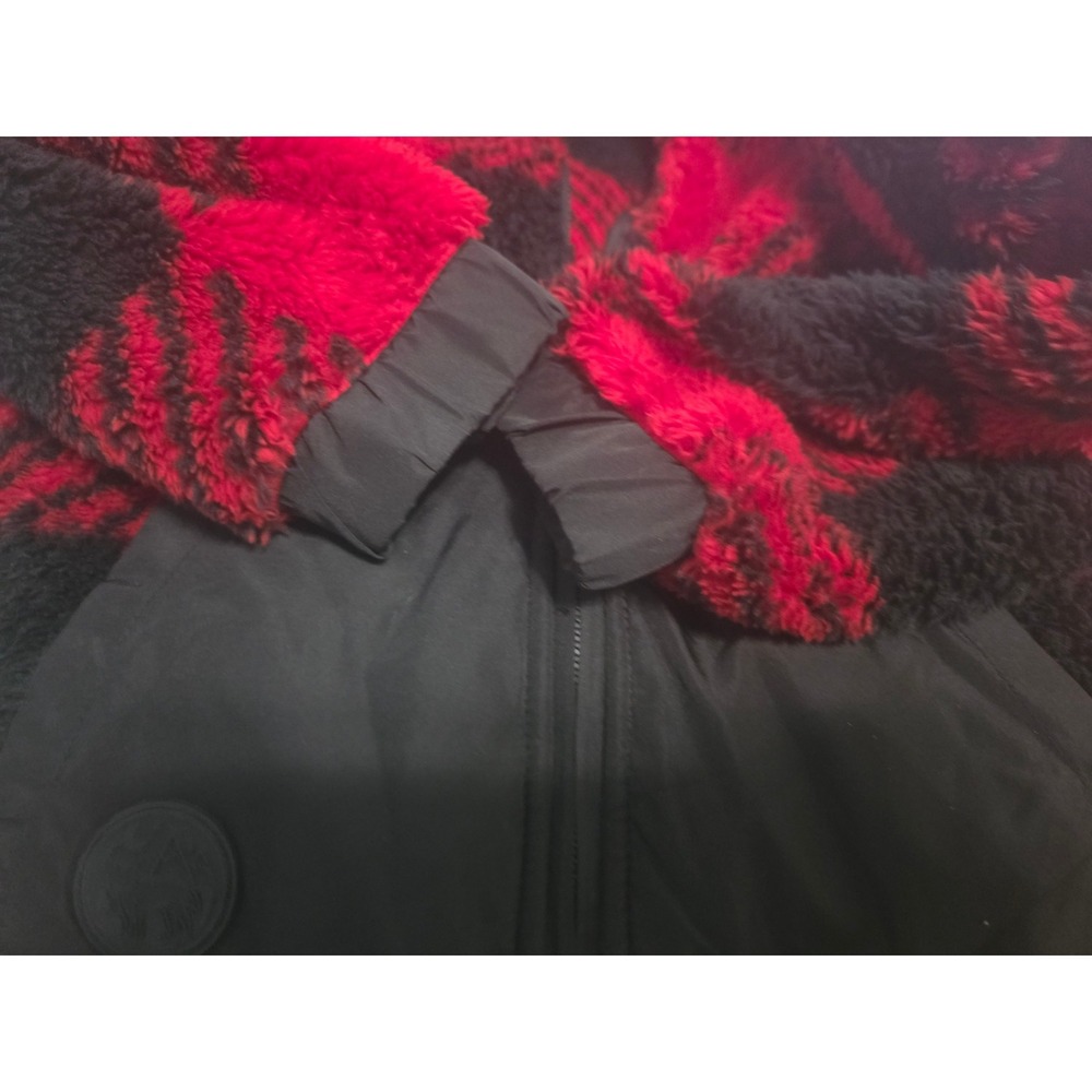 365 Kids Buffalo Plaid Fleece Jacket Red Black 3/4 Zip Pockets Size 10 - Picture 6 of 8